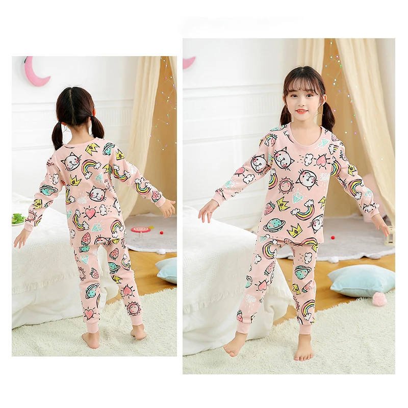 Girls Pajamas Sets 2 to 3 4 5 6 7 8 9 10 11 12 13 14 Years Cotton 100 Toddler Kids Pijamas Long Sleeve Cute Pyjama Pink Cat Pjs - Image 3