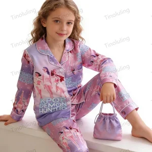 Girls Pajamas Sets for Teens Kpop Demon Huntrix Satin Kids Pijamas Long Sleeve Toddler Boy Pjs 3 4 5 6 7 8 9 10 11 12 13 14Years