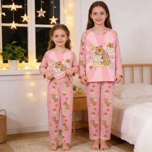 Girls Pajamas Sets Kids Toddler 3 to 4 5 6 7 8 9 10 11 12 Years Pink Long Sleeve Capybara Pyjama Blue Boutique Girl Sleepwear