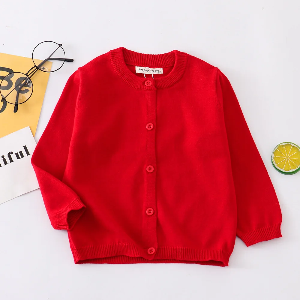 Red Sweater Cardigans for Kids Baby Clothes Toddler Boy Girl School Cardigan Cotton Korean Girls Knitwear Infantil Clothing Bebe