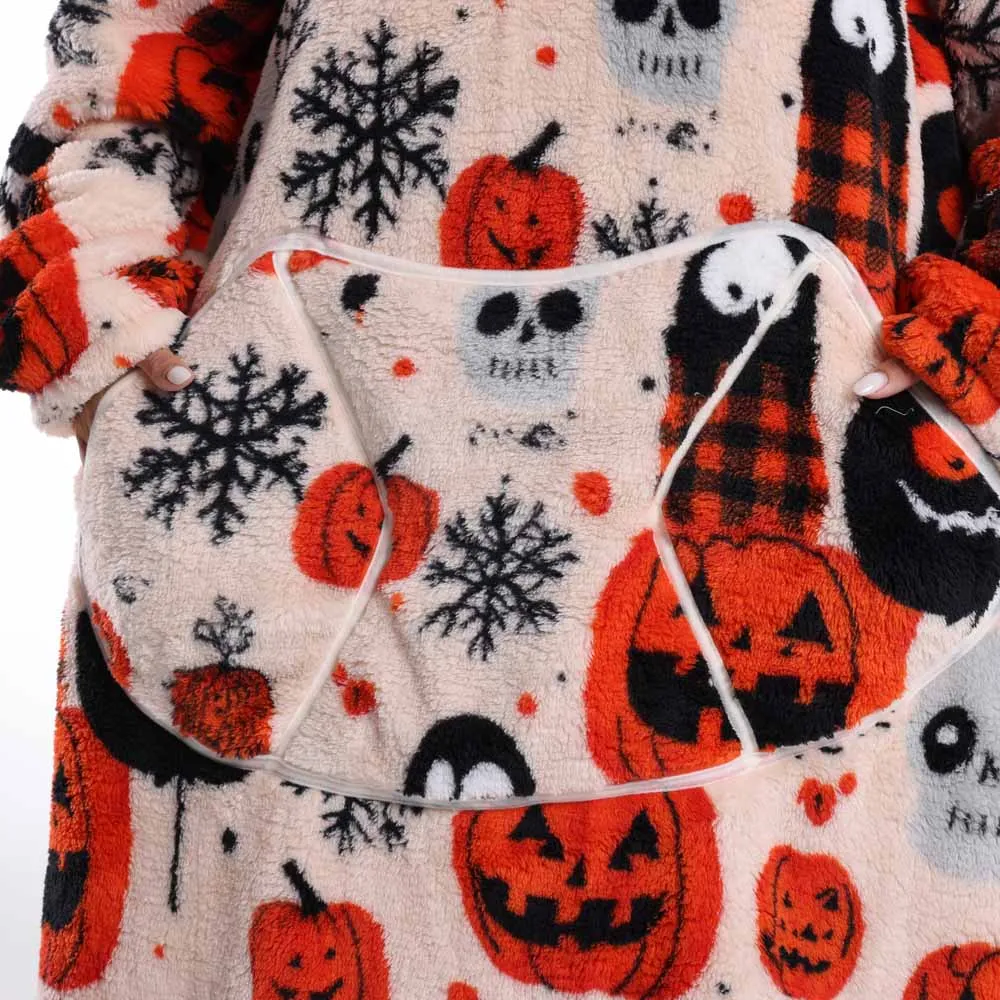 Oversized Blanket Hoodie for Adults Winter Plus Size Women Hoodies Man Wearable Hoodie Blanket with Sleeves Halloween Loungewear - Image 4