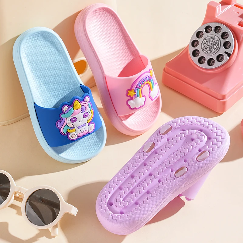 Toddler Girl Slippers Summer Unicorn Cartoon 2025 Children's Slippers Purple Home Slippers Beach Slippers Anti-Slip Girls Shoes - Image 2
