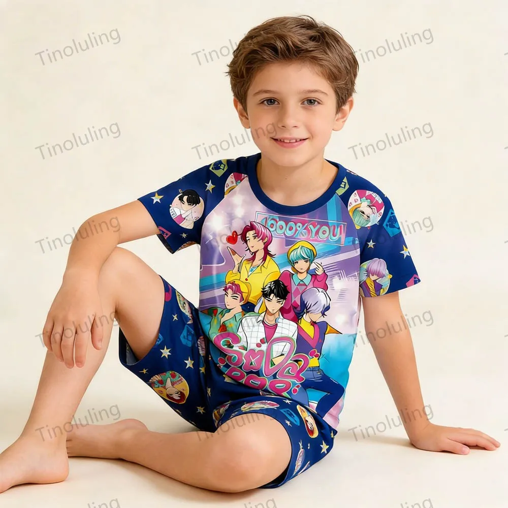 Kids Pajamas Sets Toddler Boy Pijama 3 4 6 8 9 10 11 12 Years Kpop Demon Hunters Summer Pyjama Boys Clothing Tops+Shorts Outfits - Image 5