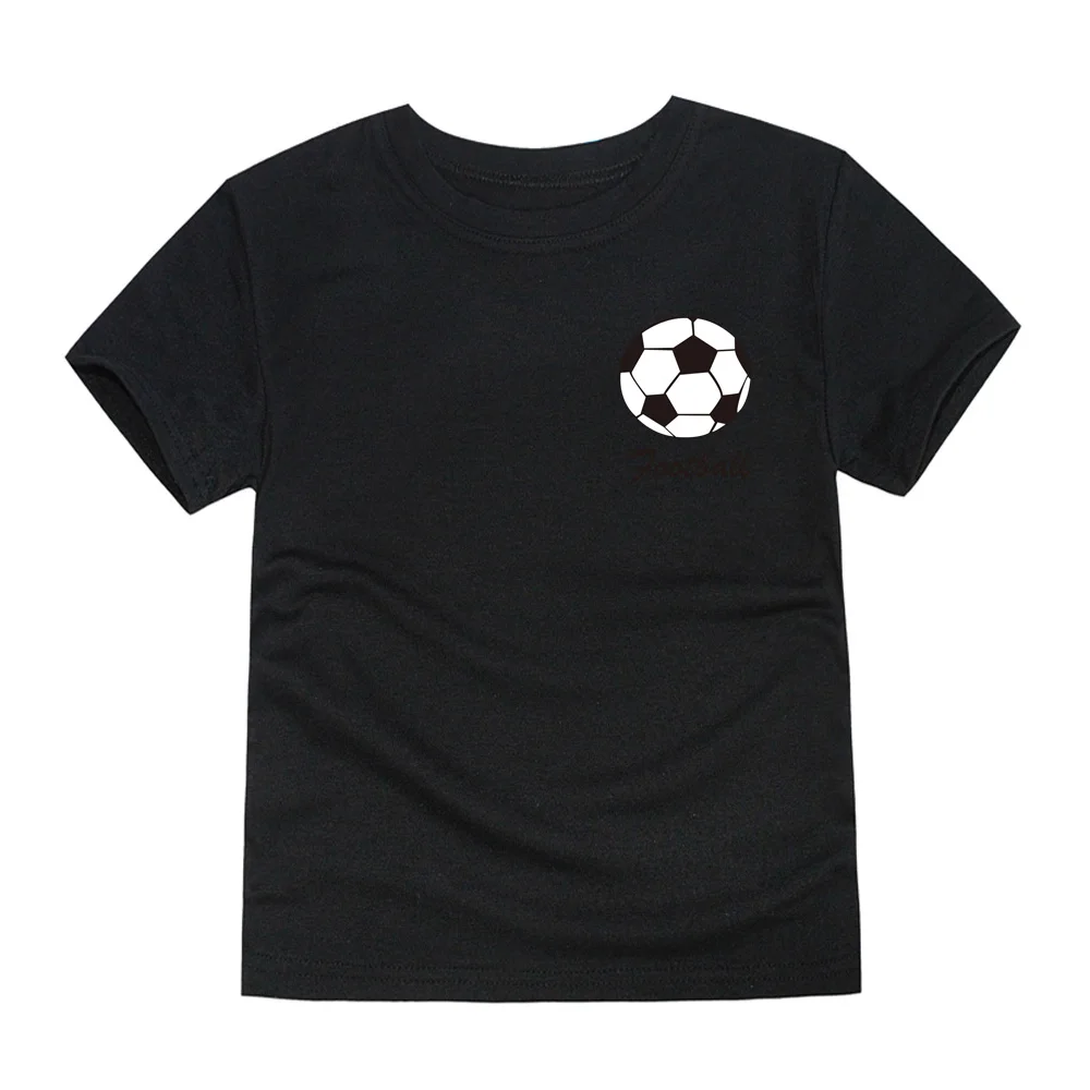Football Print Kids T Shirt Cotton White Black Summer 2024 T-shirt For Boys Girls Clothes Soccer Tshirt Tops Children's Clothing