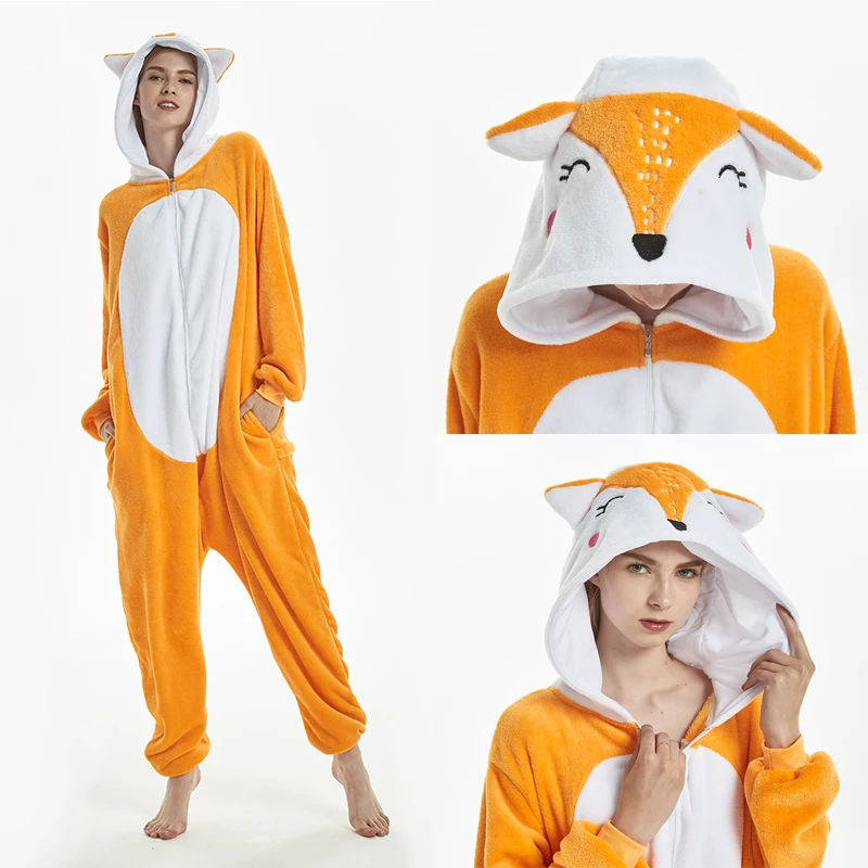 Adults Kigurumi Lion Panda Deer Dalmatians Animal Overall Hooded Jumpsuit with Zipper Women Pajamas One Piece Pijamas Plus Size - Image 6