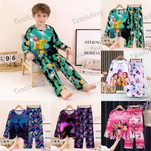 Boys Girls Pajamas Sets Kids Toddler 3 to 8 9 10 11 12 Years Pink Blue Kpop Demon Hunters Cute Long Sleeve Pyjama Children Suits