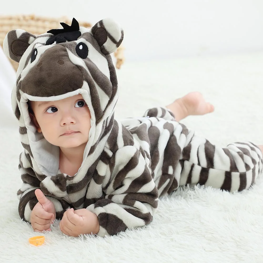 Baby Kigurumis Pajama Toddler Winter Cartoon Jumpsuit Boys Girls Plush Flannel Overalls Kids Bear Lion Penguin Dino Costumes - Image 6