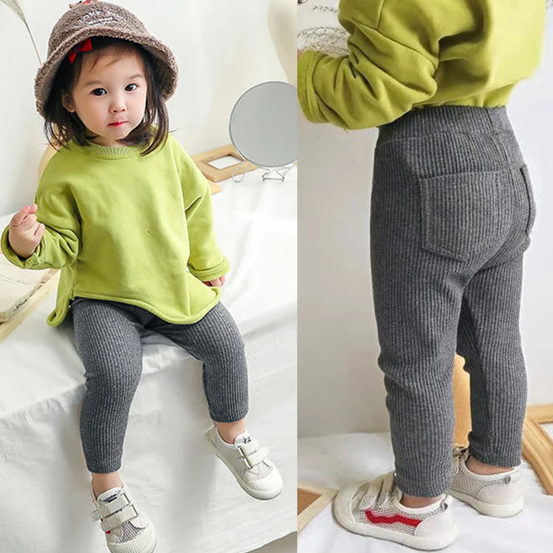 Spring Autumn Baby Pants Newborn Girl Leggings Yellow Soild Color Cotton Ribbed Trousers Kids Children Legins Tights for Girls - Image 3