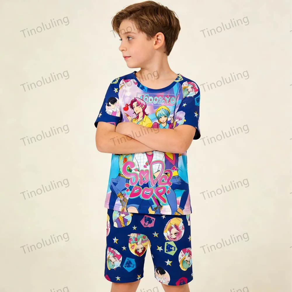 Kids Pajamas Sets Toddler Boy Pijama 3 4 6 8 9 10 11 12 Years Kpop Demon Hunters Summer Pyjama Boys Clothing Tops+Shorts Outfits - Image 4