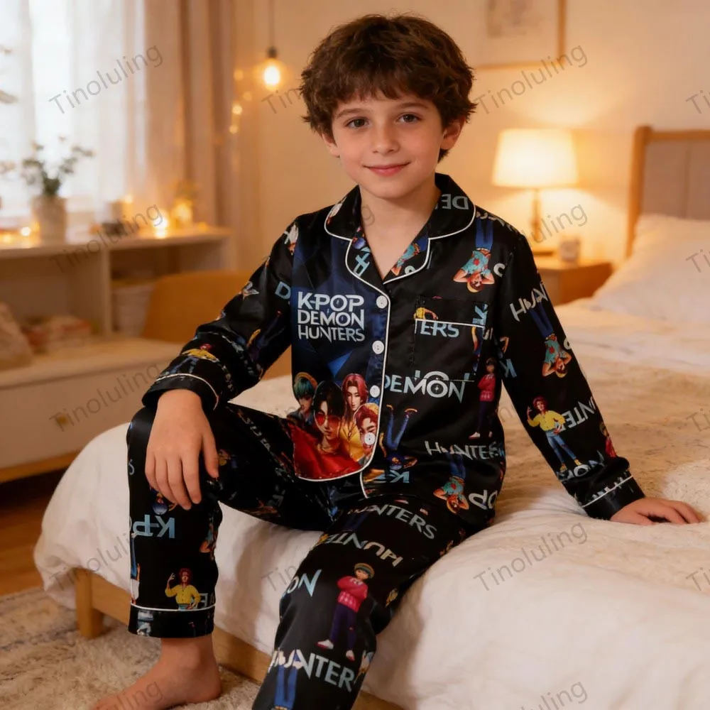 Girls Pajamas Sets for Teens Kpop Demon Huntrix Satin Kids Pijamas Long Sleeve Toddler Boy Pjs 3 4 5 6 7 8 9 10 11 12 13 14Years - Image 6