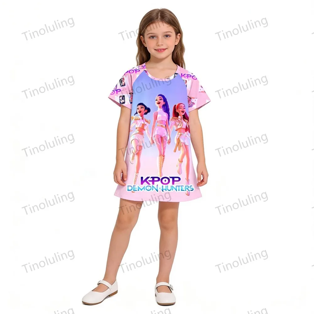 Girls Nightdress Kpop Demon Hunters Pajama Princess Night Dress Kids Toddler 2 3 4 5 6 7 8 9 10 11 Years Summer Girl Nightgown - Image 3