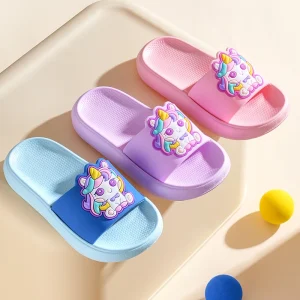 Toddler Girl Slippers Summer Unicorn Cartoon 2025 Children's Slippers Purple Home Slippers Beach Slippers Anti-Slip Girls Shoes