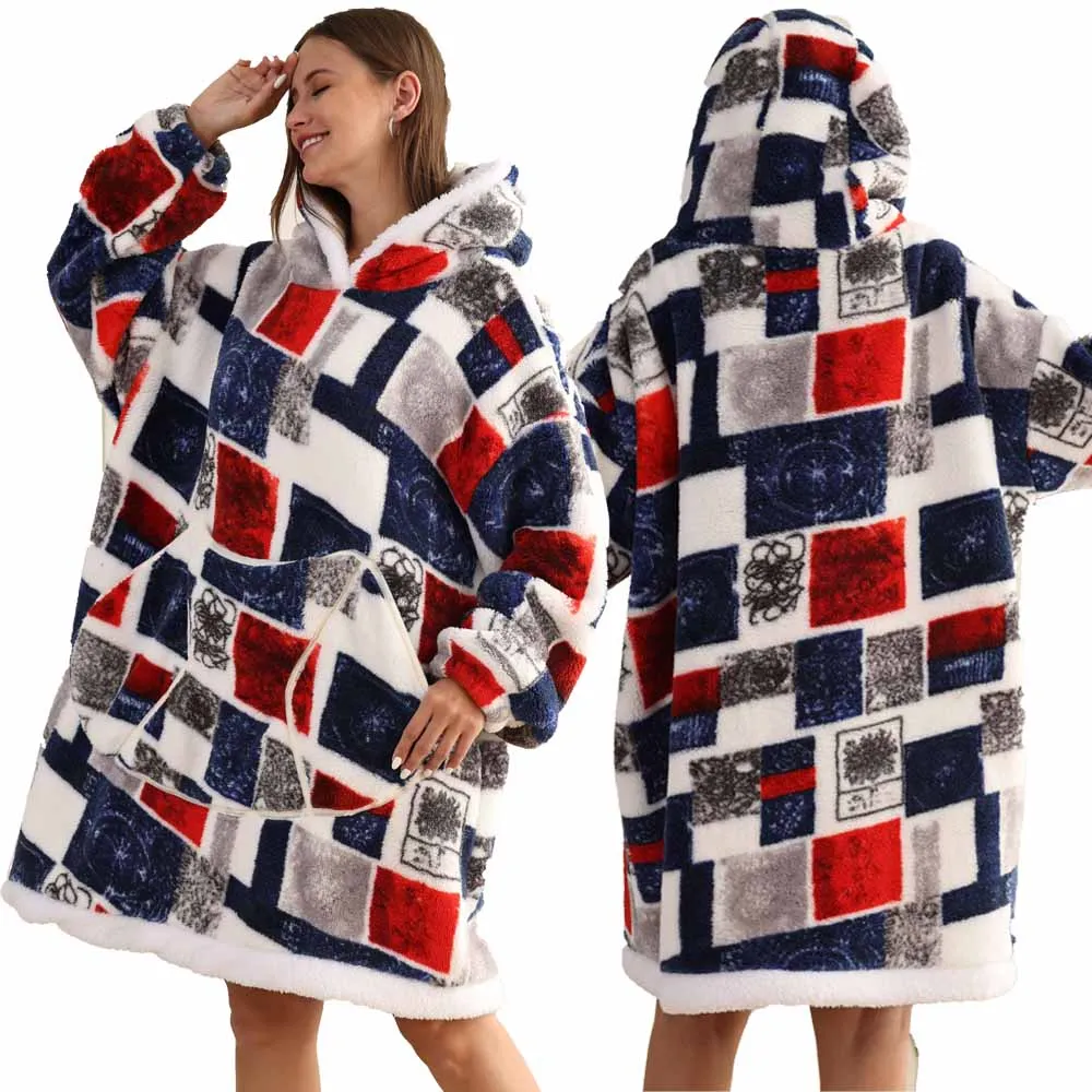 Oversized Blanket Hoodie for Adults Winter Plus Size Women Hoodies Man Wearable Hoodie Blanket with Sleeves Halloween Loungewear - Image 6