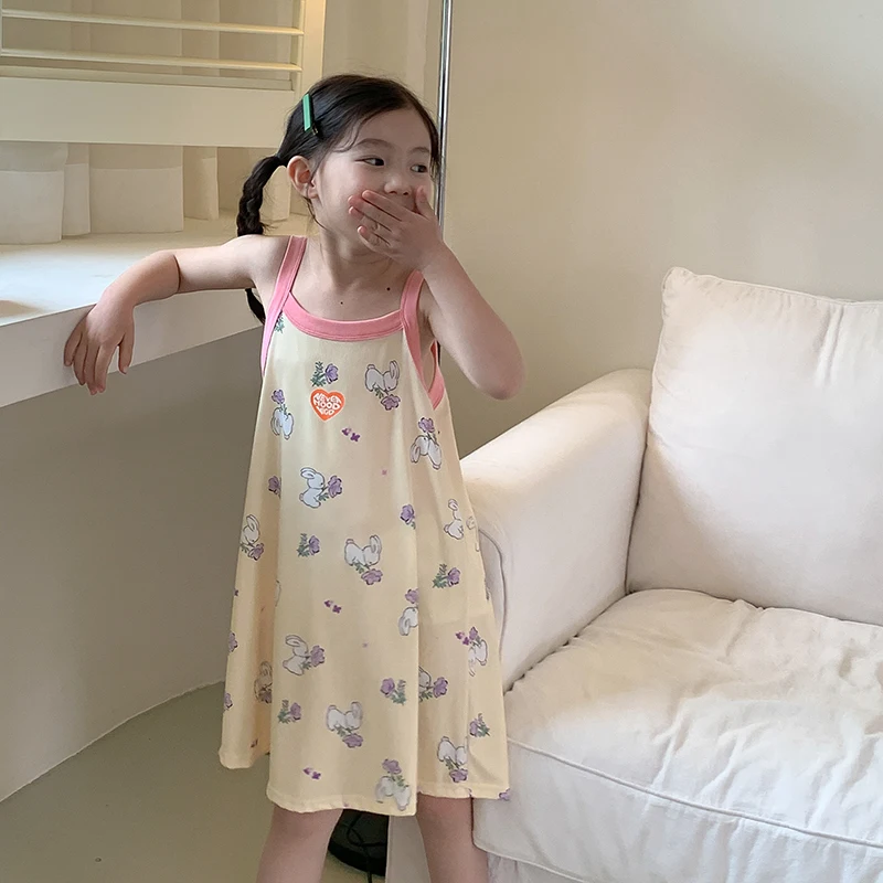 Girls Nightdresses for Teenagers Toddler 2 to 3 4 5 6 7 8 9 10 11 12 13 Years Young Girl Nightgown Yellow Blue Sleeveless Pyjama - Image 6