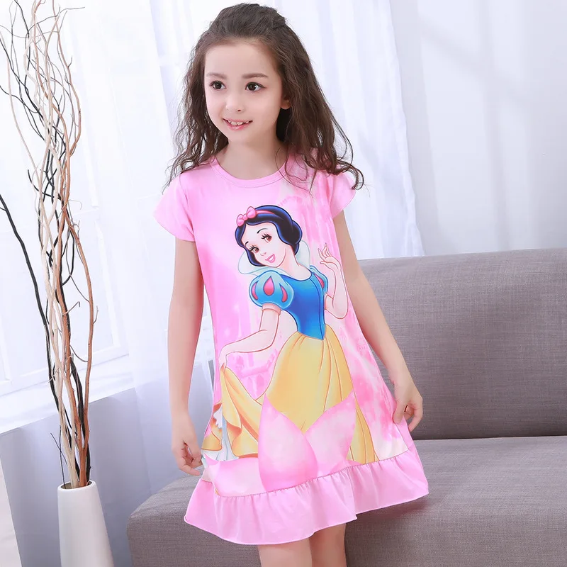 Girls Nightdress Kids 3 to 4 5 6 7 8 9 10 11 Years Summer Short Sleeve Toddler Nightgown Mermaid Frozen Princess Elsa Sleepwear - Image 4