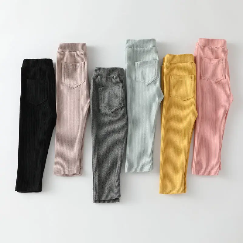 Spring Autumn Baby Pants Newborn Girl Leggings Yellow Soild Color Cotton Ribbed Trousers Kids Children Legins Tights for Girls - Image 2