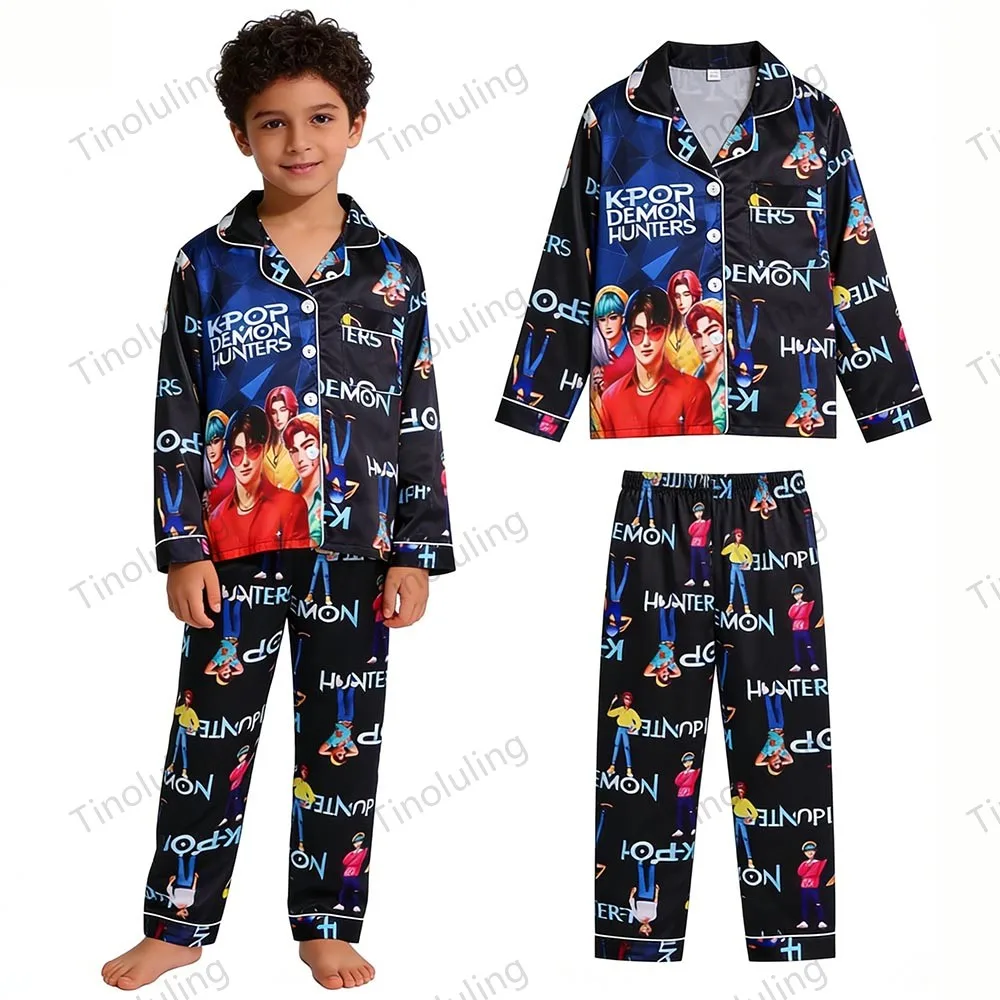 Girls Pajamas Sets for Teens Kpop Demon Huntrix Satin Kids Pijamas Long Sleeve Toddler Boy Pjs 3 4 5 6 7 8 9 10 11 12 13 14Years - Image 4