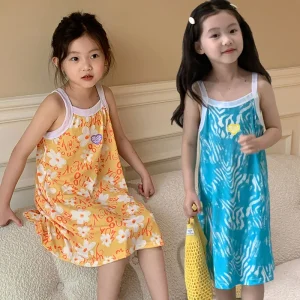 Girls Nightdresses for Teenagers Toddler 2 to 3 4 5 6 7 8 9 10 11 12 13 Years Young Girl Nightgown Yellow Blue Sleeveless Pyjama