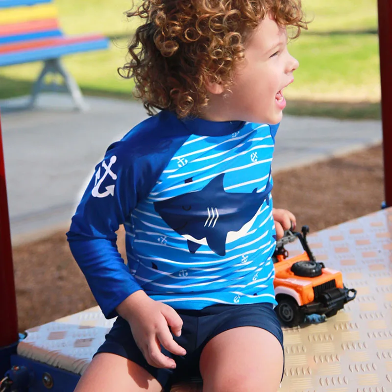 Boys Girls Swimsuit for Kids Toddler 2 to 3 4 5 6 7 8 Years Cute Shark Children's Swimwear Suit Tops+Shorts 2pieces Swim Outfits - Image 3