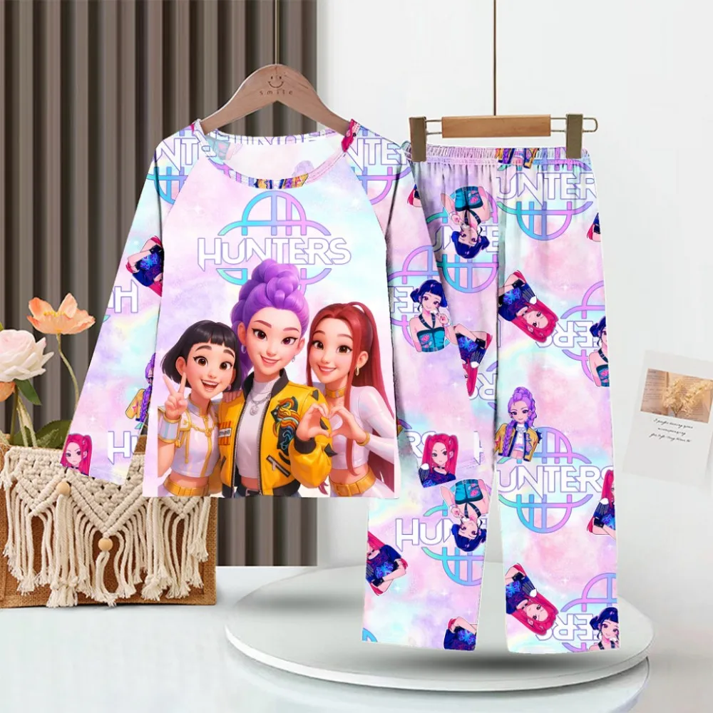 2PC/Set Toddler Girl Pajamas Set Kids 3 to 4 5 6 7 8 9 10 11 12 Years Long Sleeve Kpop Demon Hunters Pijama Children's Clothing - Image 2