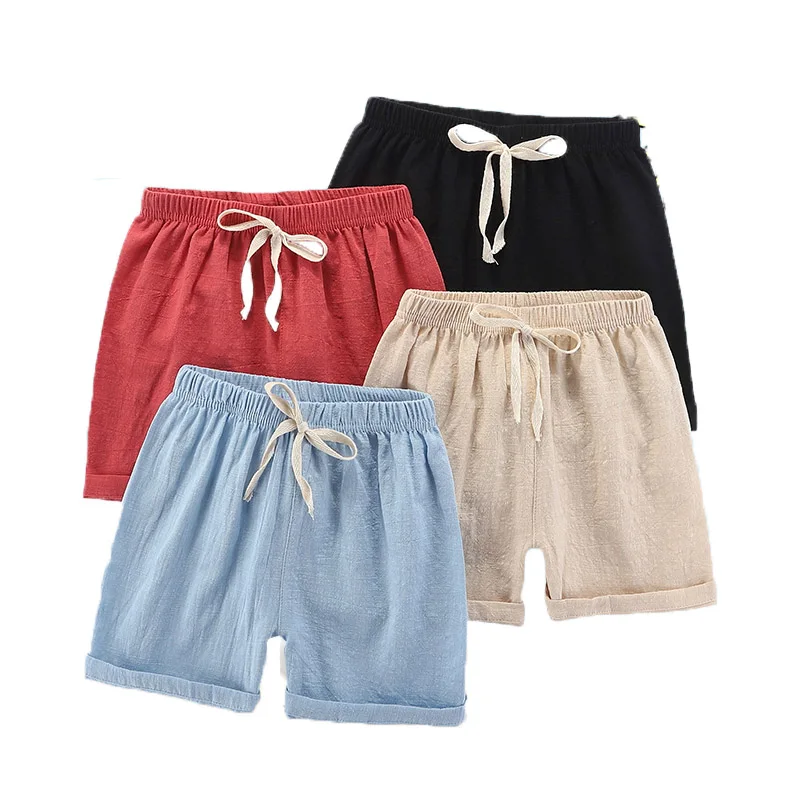 Children Summer Shorts Little Girl Boys Shorts Linen Cotton Beach Shorts Toddlers Kids 3 4 5 6 7 8 9 10 11 12 Years Baby Clothes