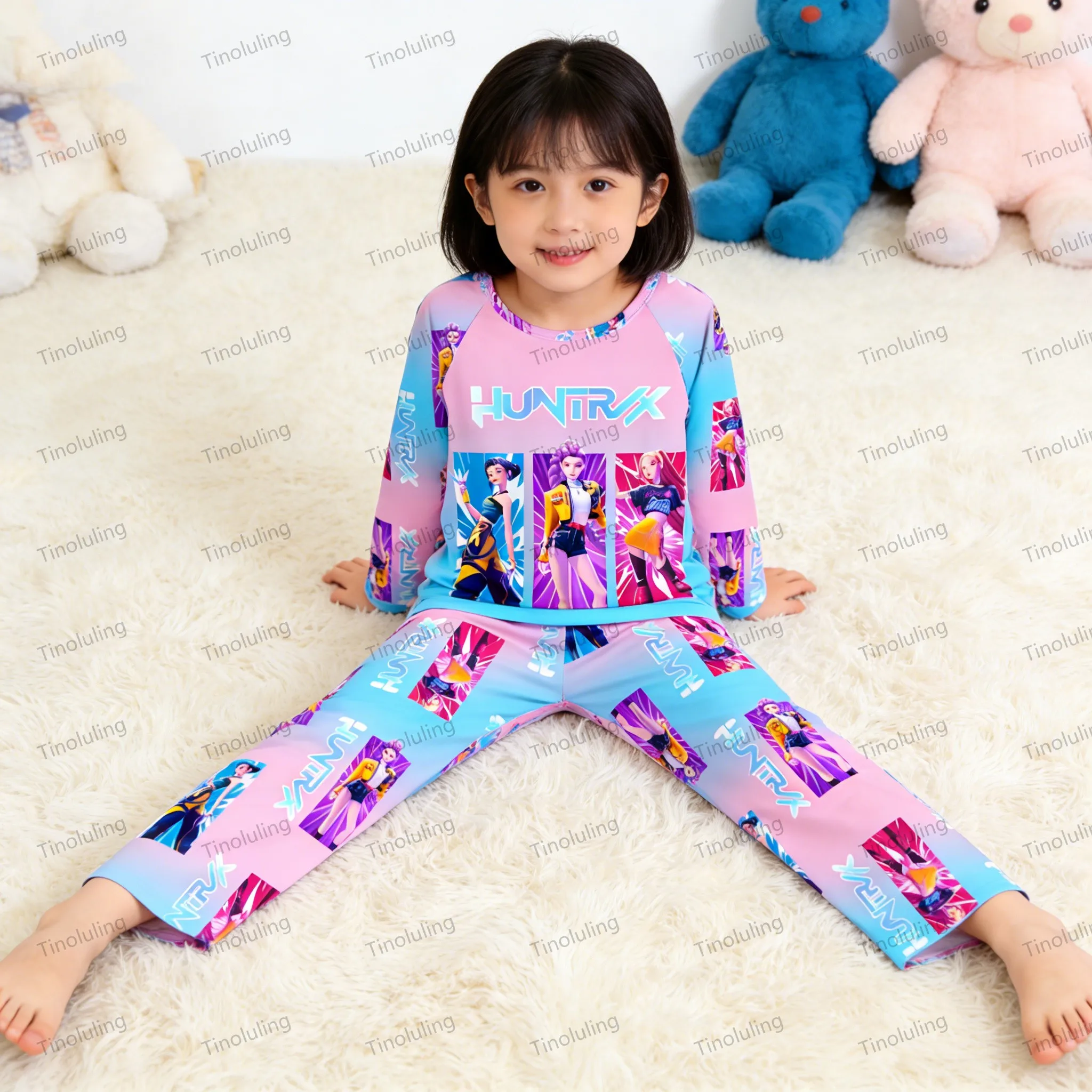 2PC/Set Toddler Girl Pajamas Set Kids 3 to 4 5 6 7 8 9 10 11 12 Years Long Sleeve Kpop Demon Hunters Pijama Children's Clothing - Image 4