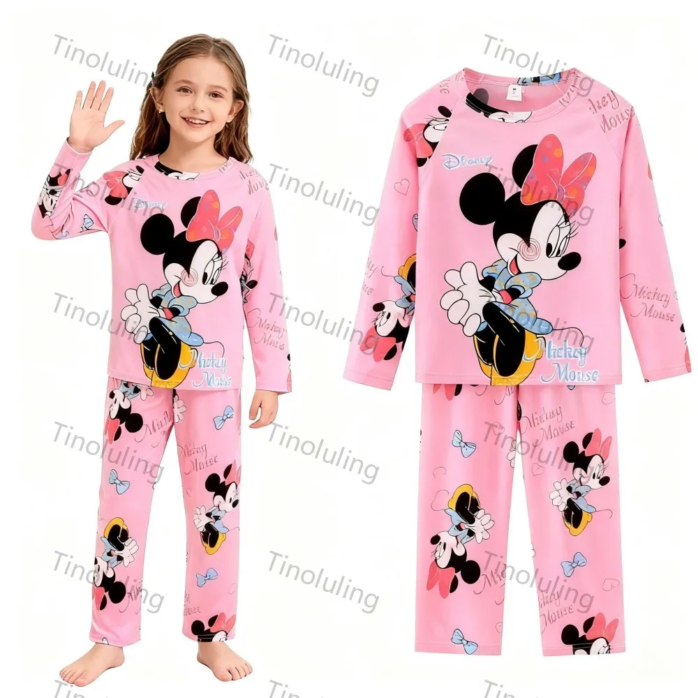 Boys Girls Pajamas Sets 3 to 4 5 6 7 8 9 10 11 12 Years Stitch Long Sleeve Pijama Pink Blue Bear Frozen Elsa Princess Pyjama Set - Image 4