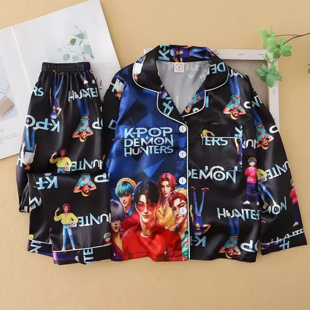 Girls Pajamas Sets for Teens Kpop Demon Huntrix Satin Kids Pijamas Long Sleeve Toddler Boy Pjs 3 4 5 6 7 8 9 10 11 12 13 14Years - Image 5