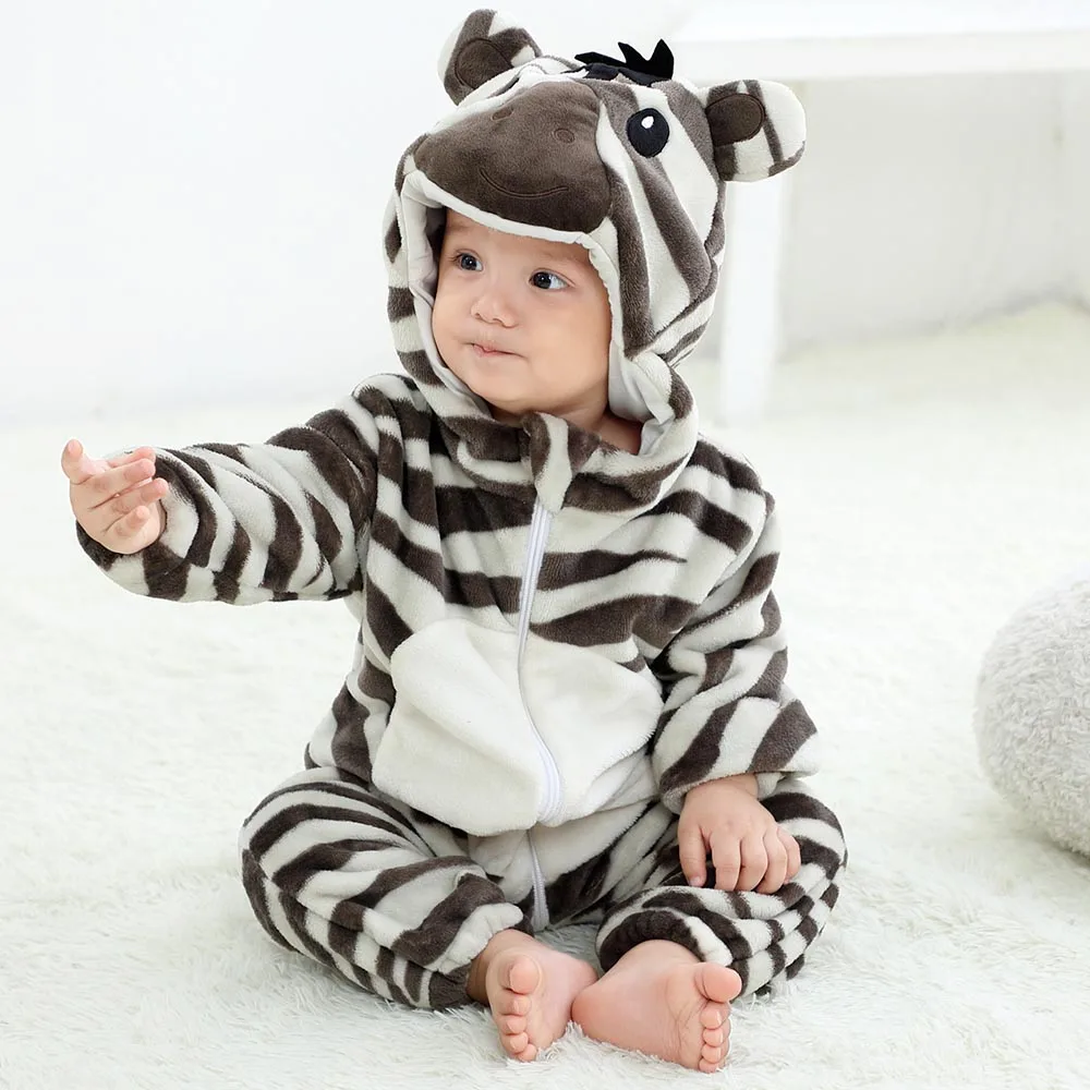 Baby Kigurumis Pajama Toddler Winter Cartoon Jumpsuit Boys Girls Plush Flannel Overalls Kids Bear Lion Penguin Dino Costumes - Image 5