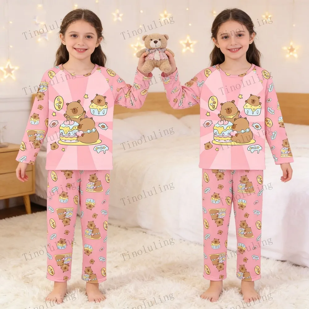 2PC/Set Boys Pajamas Sets Kids Pjs Toddler 3 to 4 5 6 7 8 9 10 11 12 Years Long Sleeve Capybara Funny Pijamas Children Clothing - Image 6