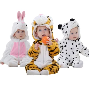 Baby Kigurumi Boy 0 to 3 6 9 12 18 24 Months Winter Flannel Warm Toddler Girl Jumpsuits 1 2 3 4 Years Bodysuits Bunny Costumes