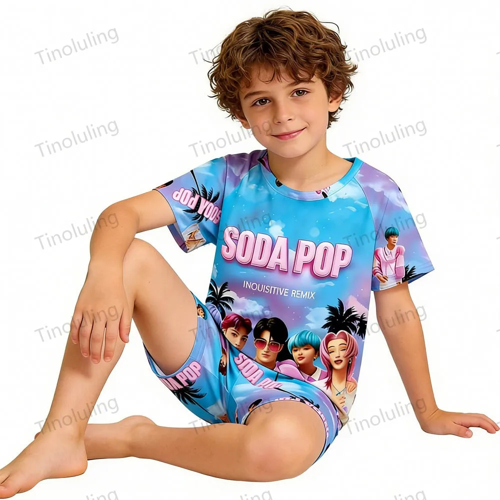 Kpop Demon Hunters Girls Pajamas Sets Kids Toddler 3 4 5 6 7 8 9 10 11 12 Years Summer Pjs Children Pijamas Pink Purple Clothing - Image 4