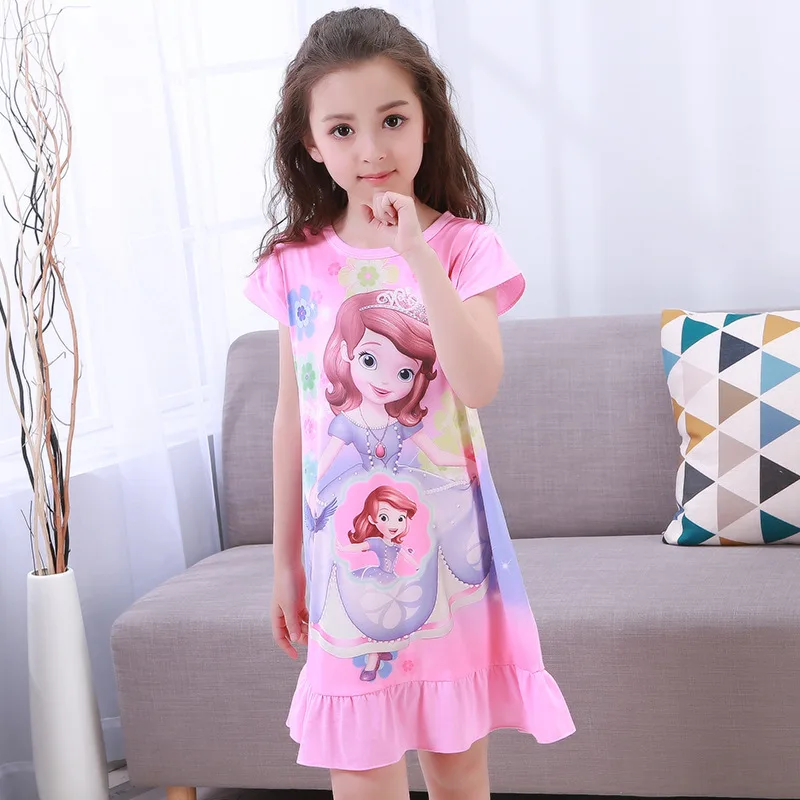 Girls Nightdress Kids 3 to 4 5 6 7 8 9 10 11 Years Summer Short Sleeve Toddler Nightgown Mermaid Frozen Princess Elsa Sleepwear - Image 5