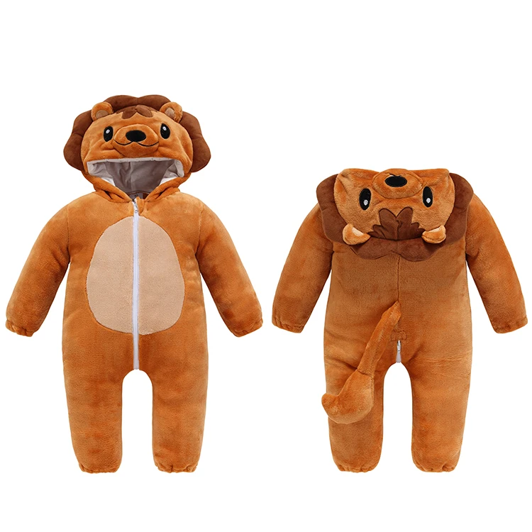 Baby Kigurumis Pajama Toddler Winter Cartoon Jumpsuit Boys Girls Plush Flannel Overalls Kids Bear Lion Penguin Dino Costumes - Image 3